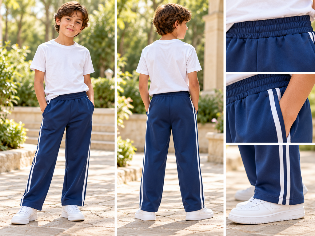Royal Blue Contrast Stripe Sweatpants | Straight-Leg Athletic Pants