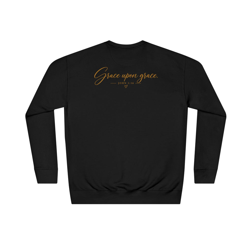 Grace Upon Grace Christian sweatshirt close-up