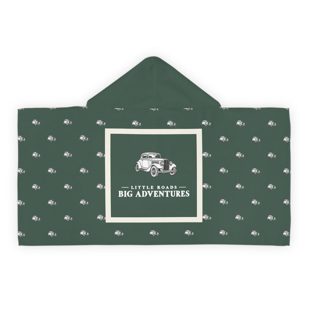 Little Roads Big Adventures Kids Hooded Towel | Vintage Car Bath Towel