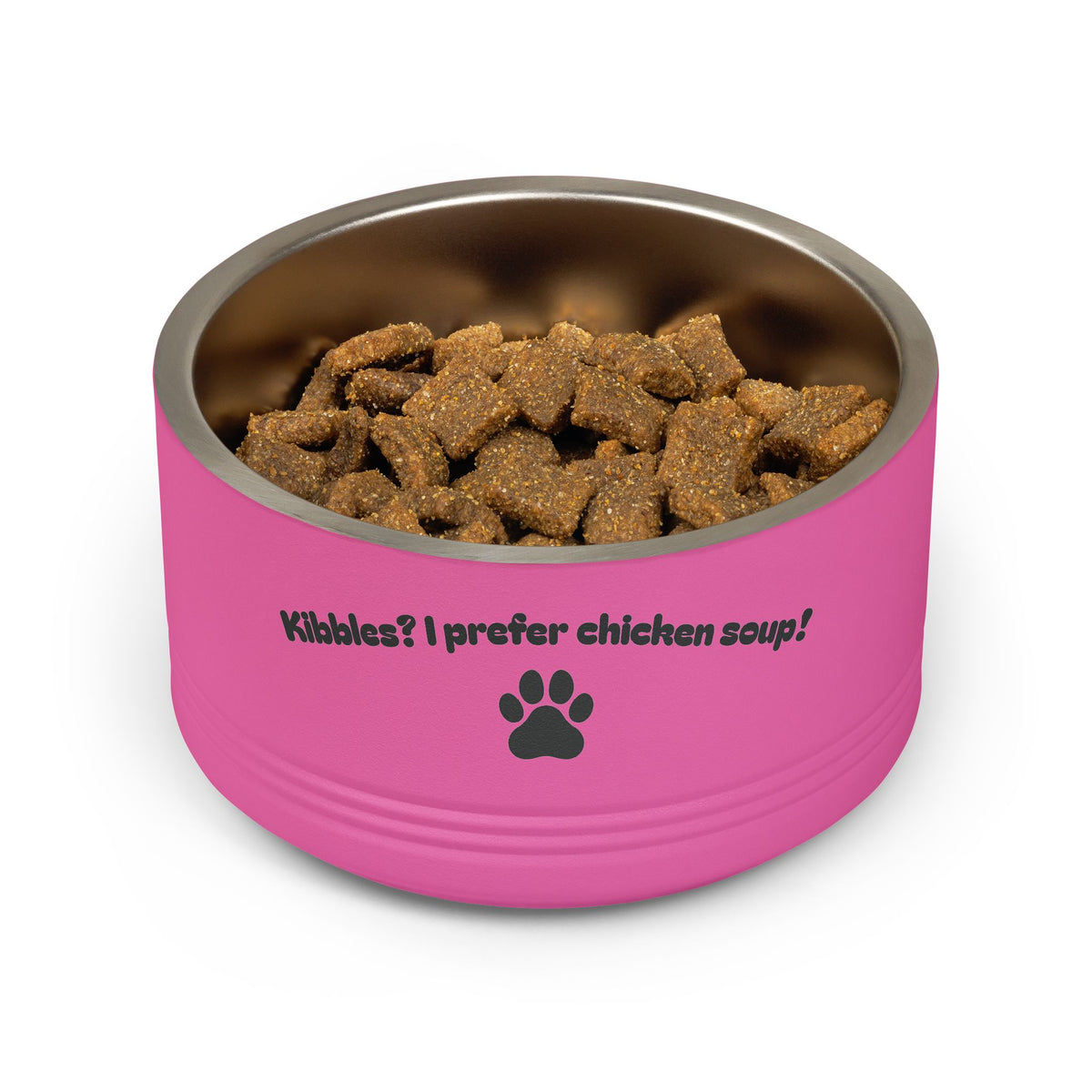 18 oz insulated pet feeding bowl with paw print artwork
