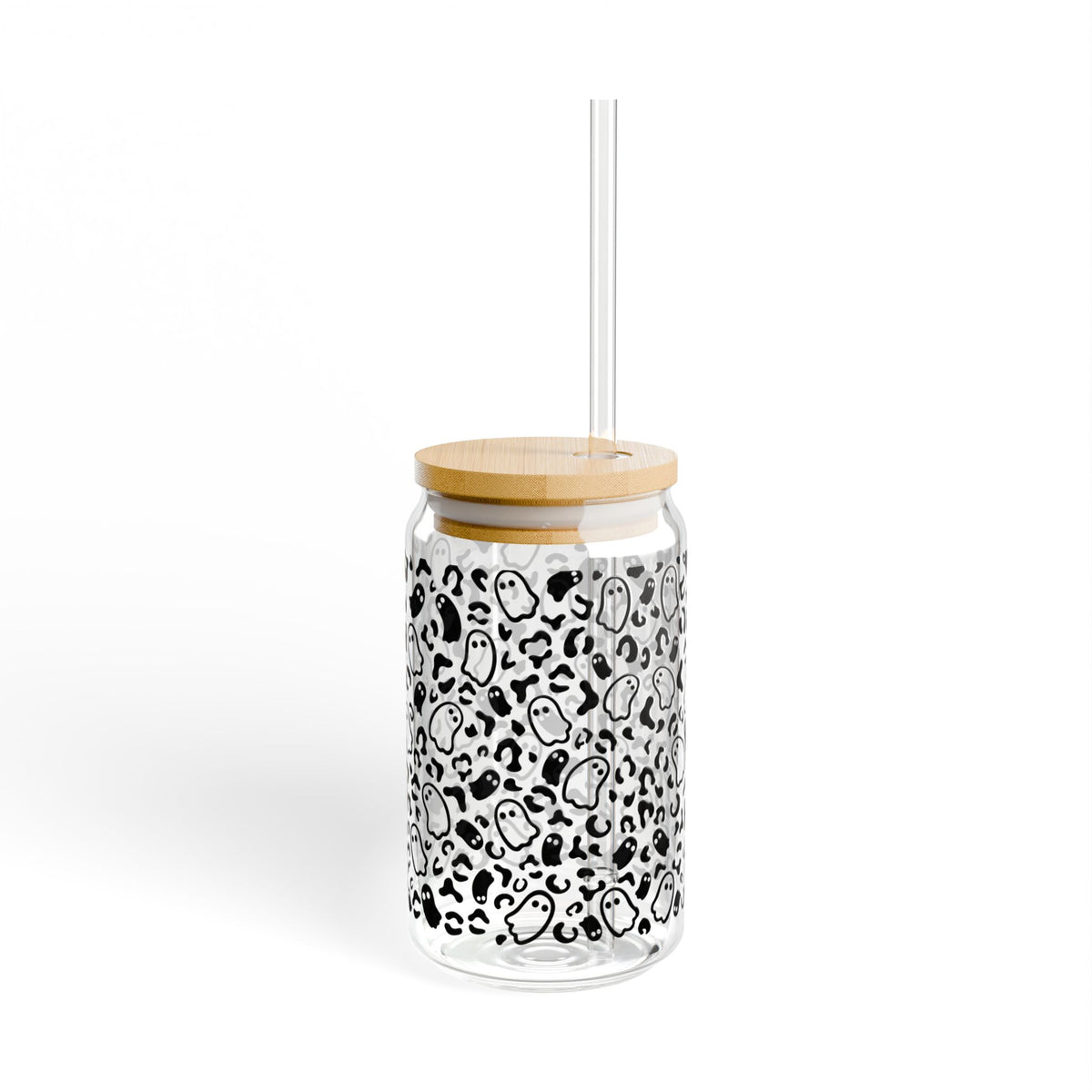 Ghost and leopard print glass cup product view