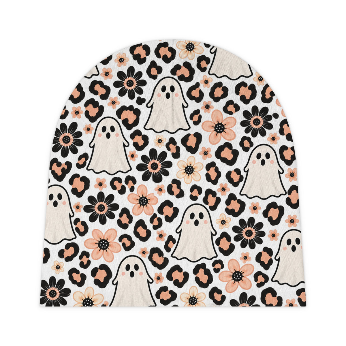 Cute Ghosts & Floral Leopard Newborn Hat product image 1
