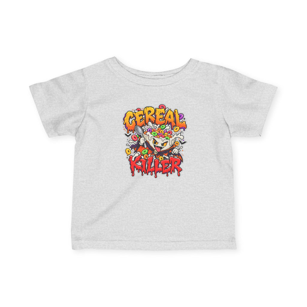 Funny Halloween infant T-shirt with Cereal Killer artwork