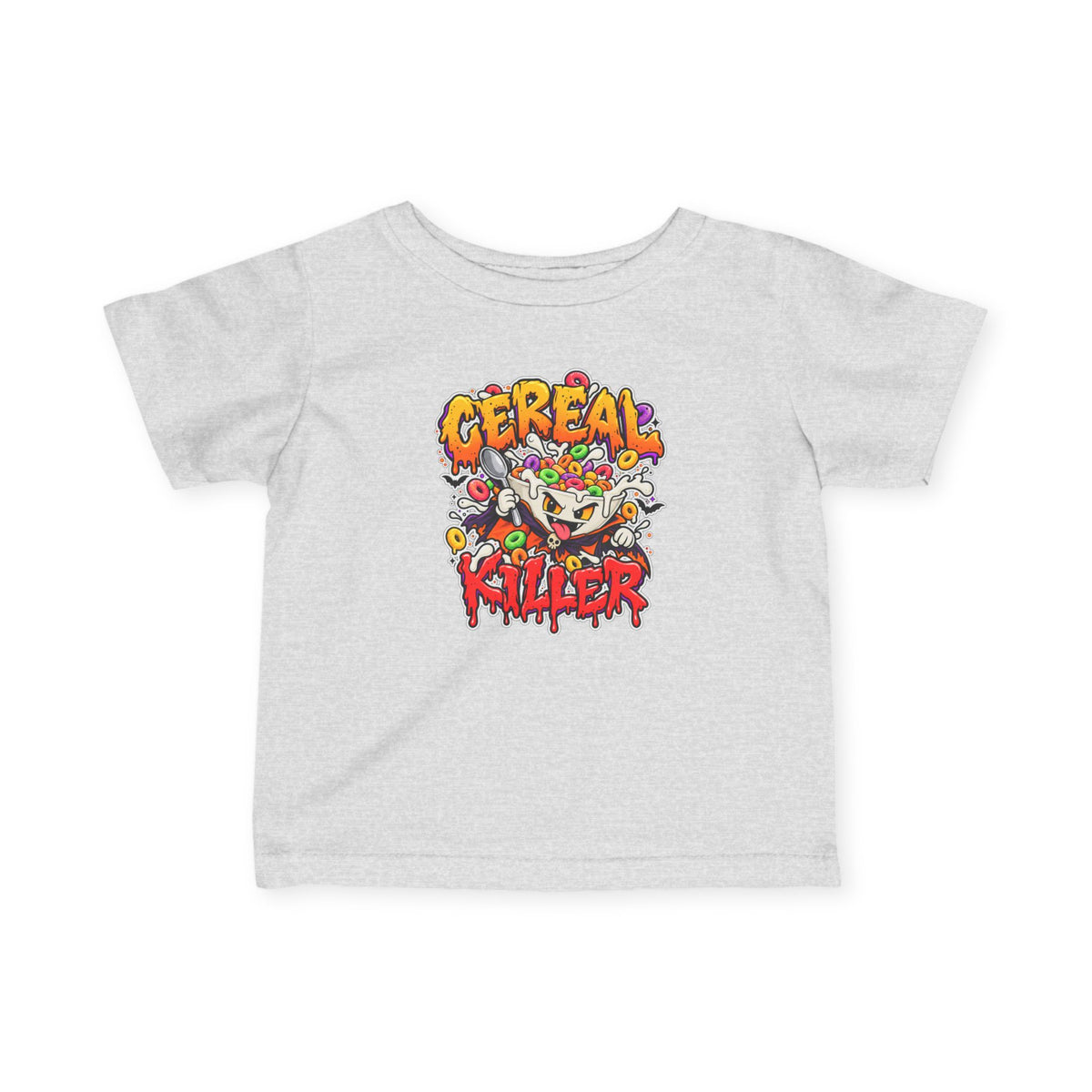 Funny Halloween infant T-shirt with Cereal Killer artwork