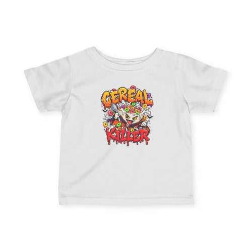 Cereal Killer infant T-shirt with colorful Halloween cereal graphic