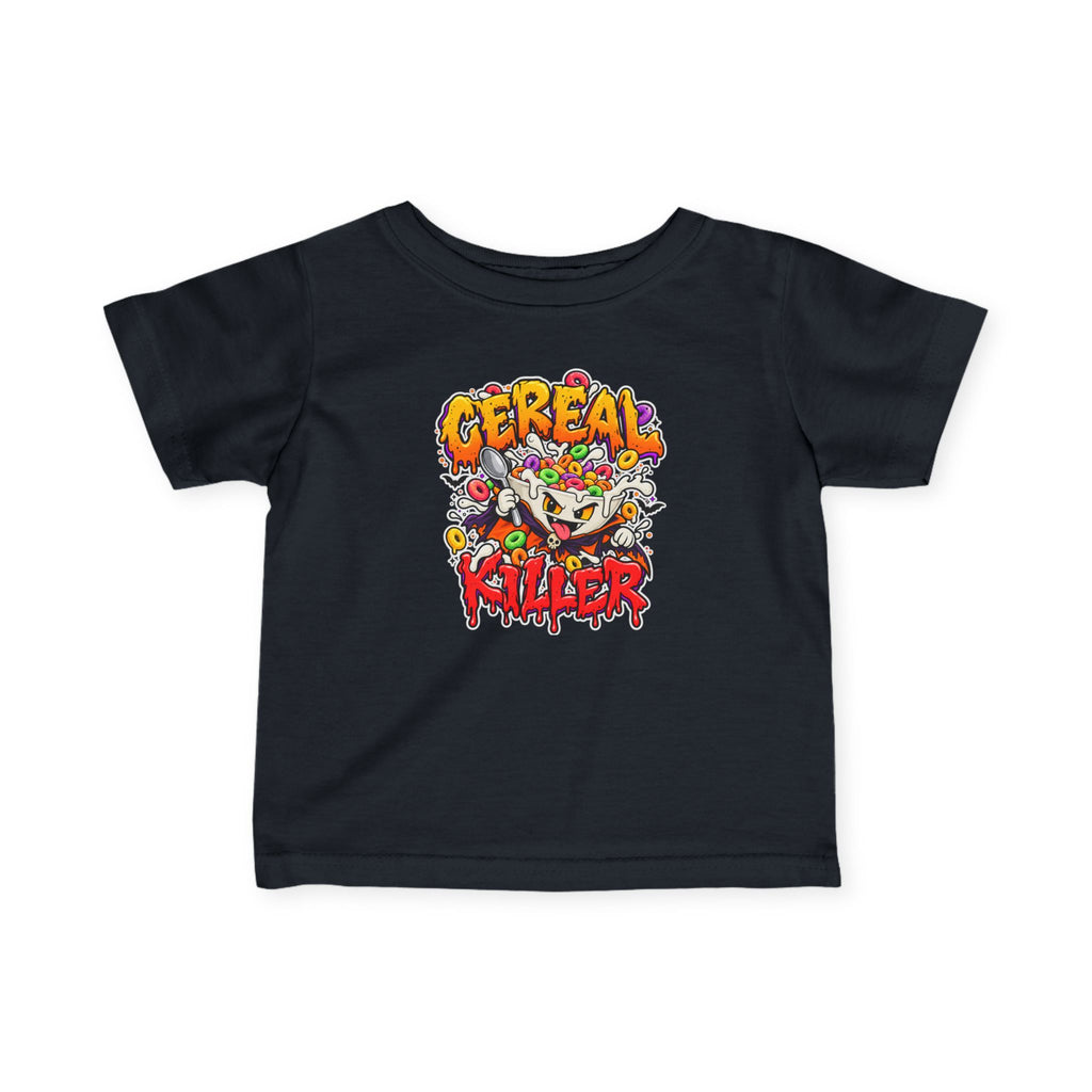 Halloween baby T-shirt featuring Cereal Killer graphic