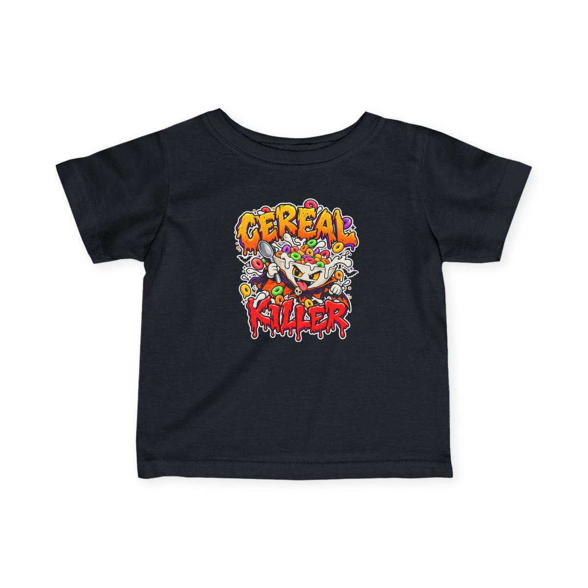 Halloween baby T-shirt featuring Cereal Killer graphic