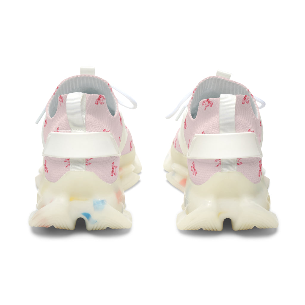 Women's lightweight coquette sneakers with bow and heart print