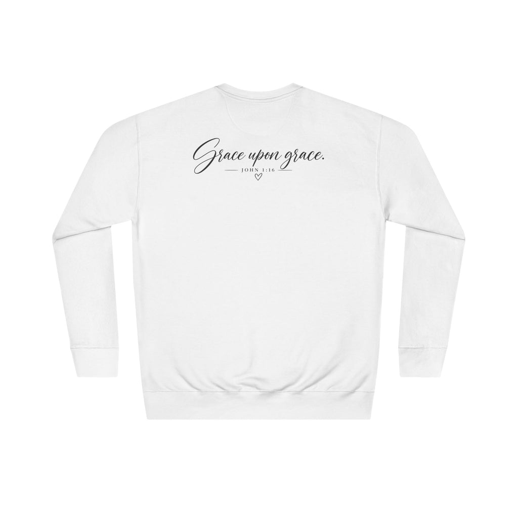 Grace Upon Grace autumn sweatshirt design detail