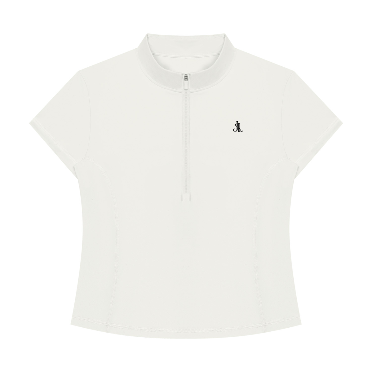 Short-Sleeve Quarter-Zip | White Gray Active Top