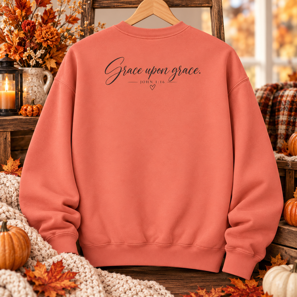 Grace Upon Grace Christian crewneck sweatshirt product view