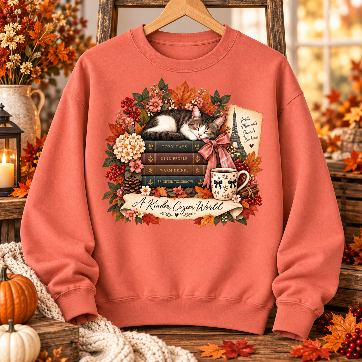 Grace Upon Grace Christian fall sweatshirt with autumn artwork