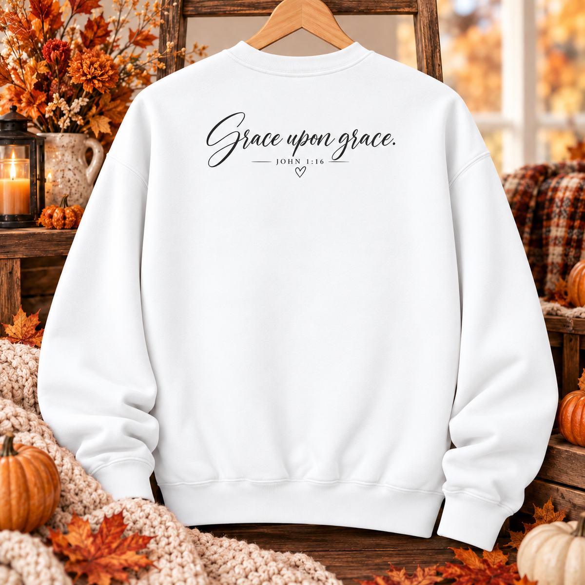 Grace Upon Grace sweatshirt in white