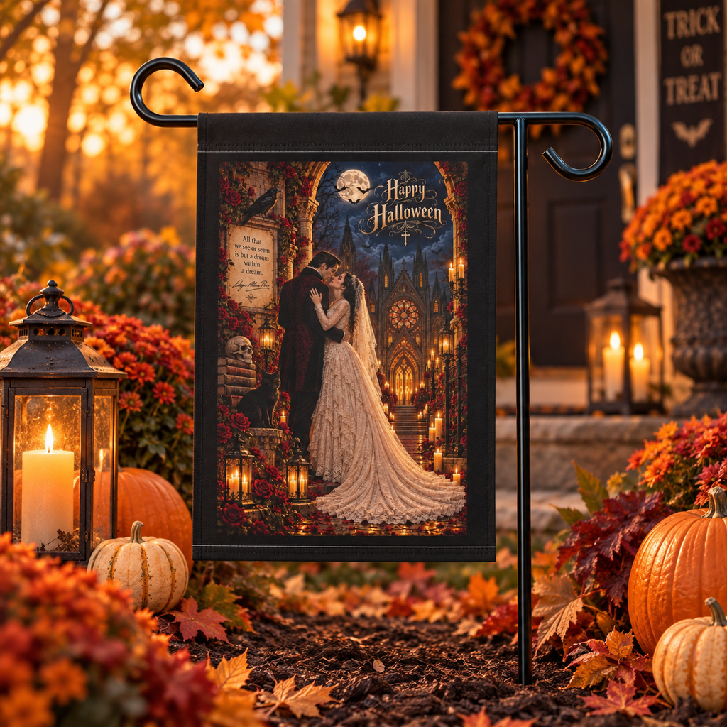 Poe-inspired Gothic Romance Halloween garden flag outdoor decor