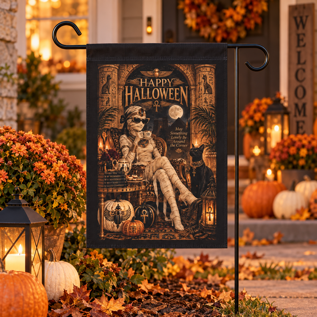 Vintage Egyptian Halloween garden flag outdoor decor