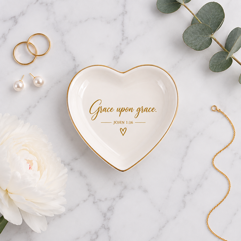 Grace Upon Grace jewelry dish in scalloped square shape