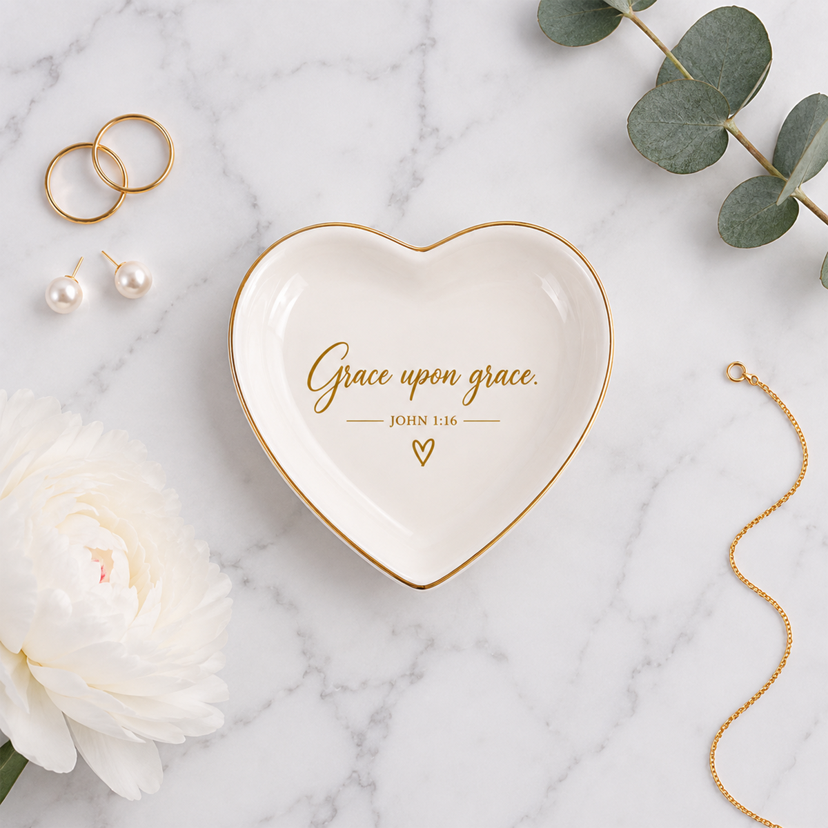 Grace Upon Grace jewelry dish in scalloped square shape