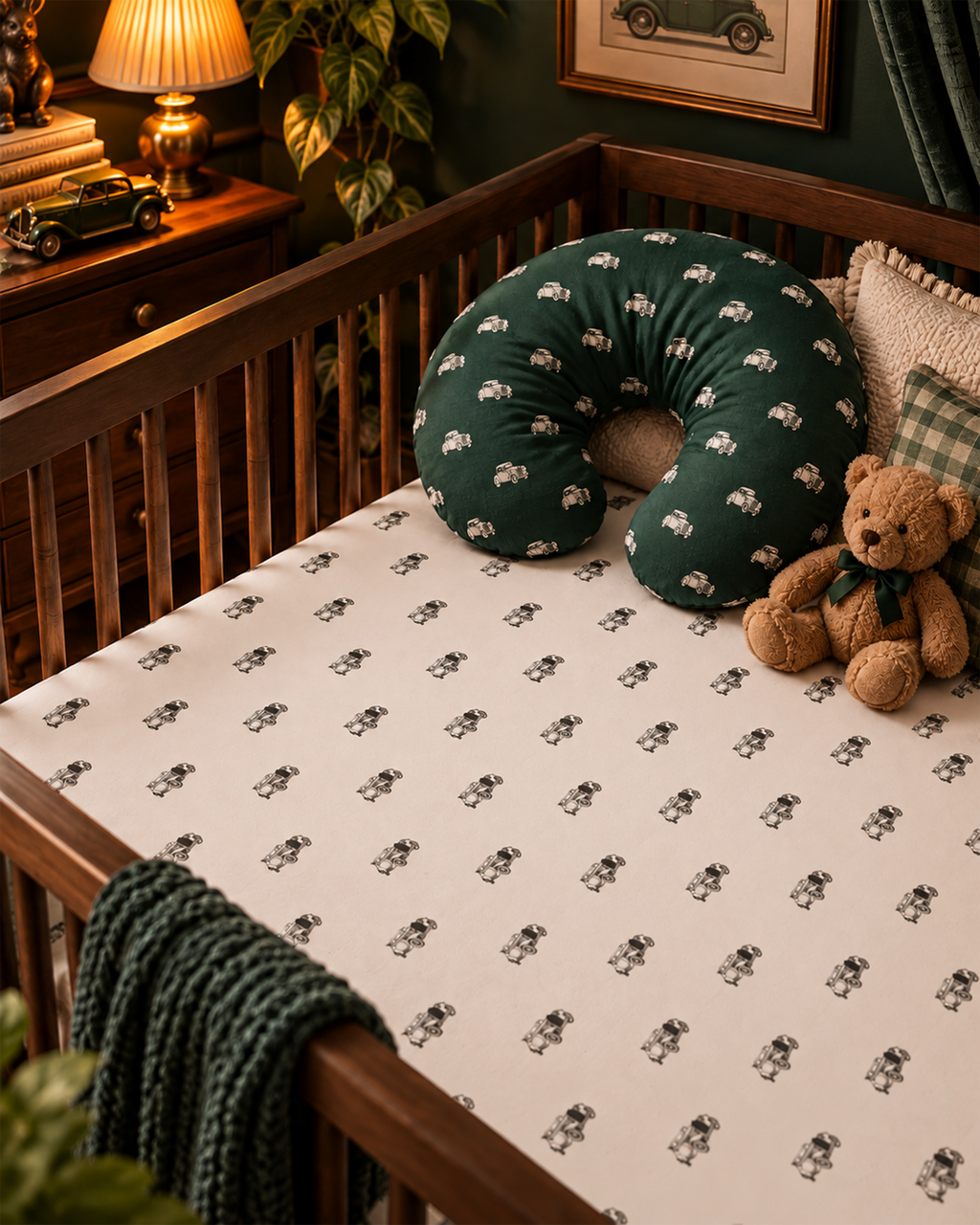 Little Roads Big Adventures Crib Sheet | Vintage Car Nursery Bedding