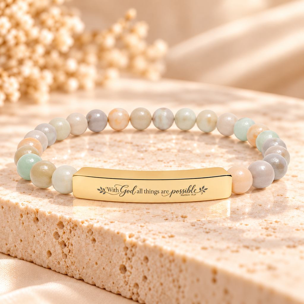 With God All Things Are Possible | Faith Gemstone Bracelet