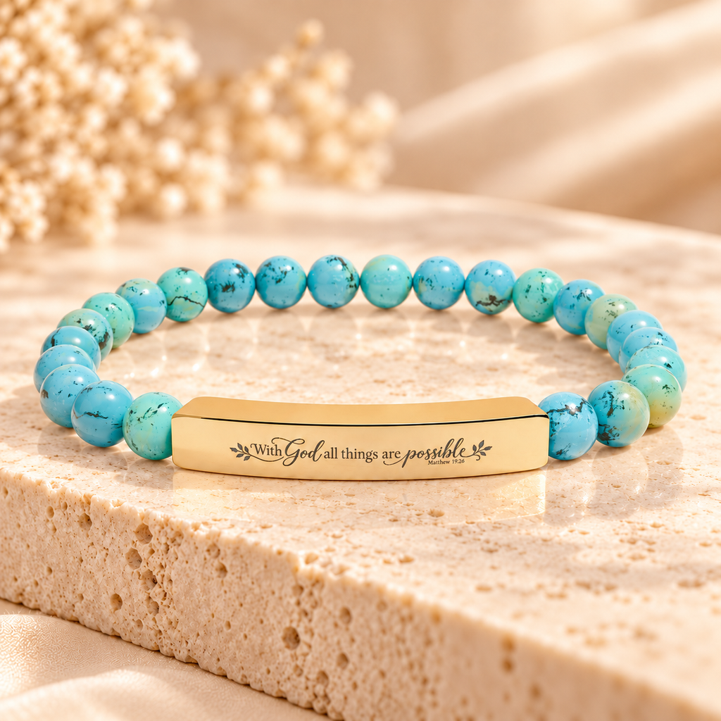 With God All Things Are Possible | Faith Gemstone Bracelet