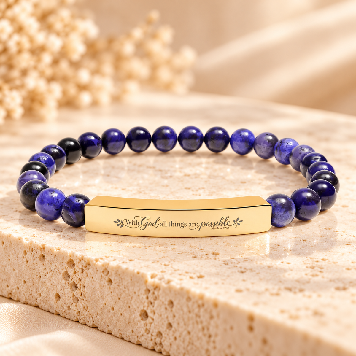 With God All Things Are Possible | Faith Gemstone Bracelet