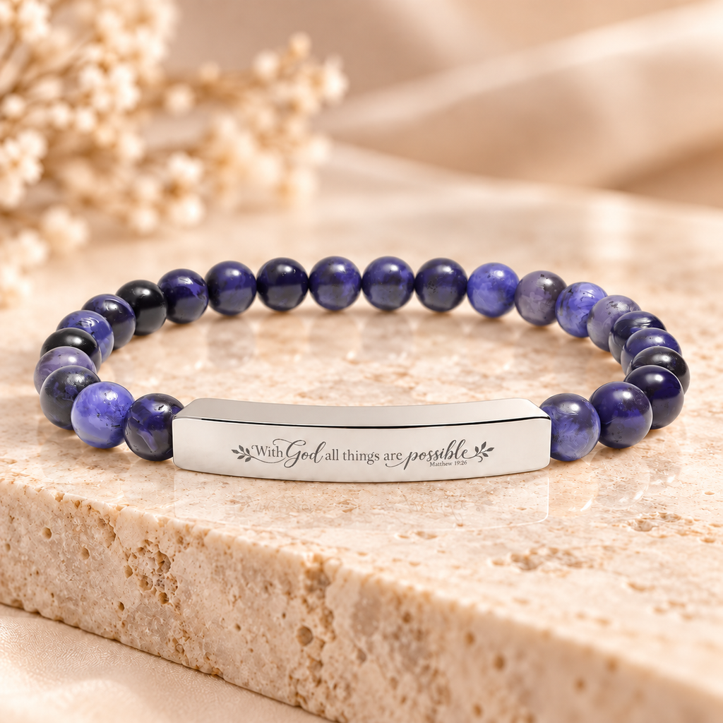 With God All Things Are Possible | Faith Gemstone Bracelet