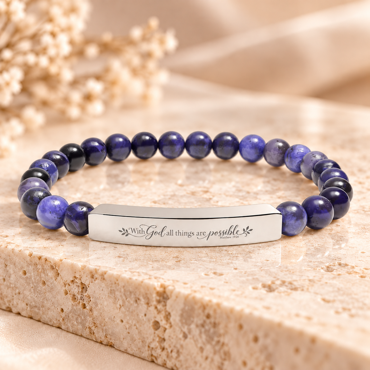 With God All Things Are Possible | Faith Gemstone Bracelet