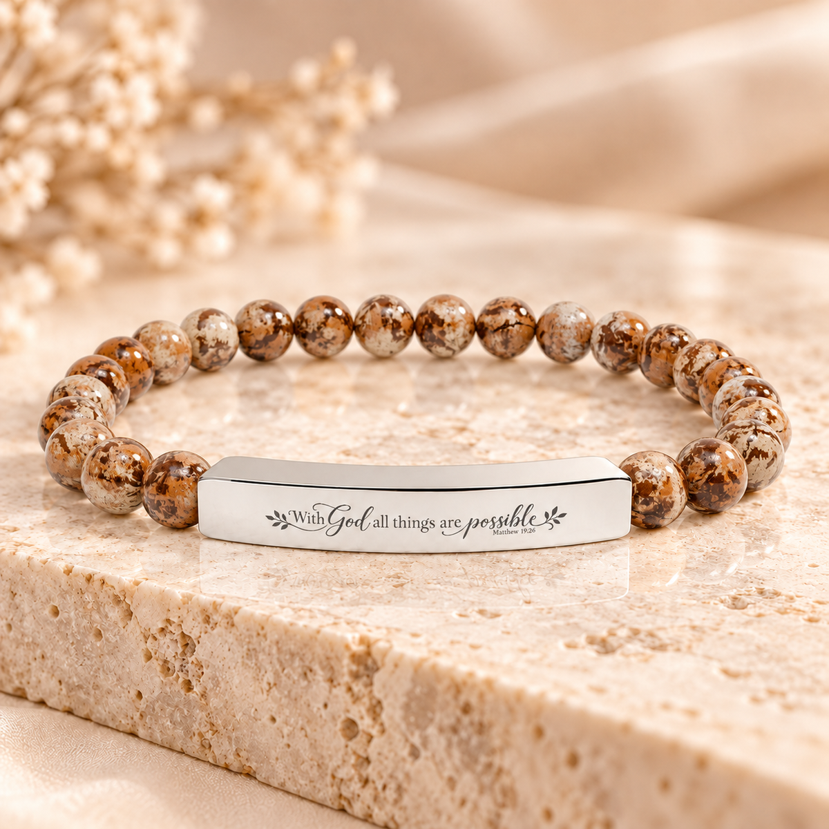 With God All Things Are Possible | Faith Gemstone Bracelet