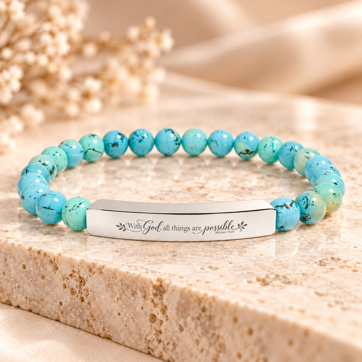 With God All Things Are Possible | Faith Gemstone Bracelet