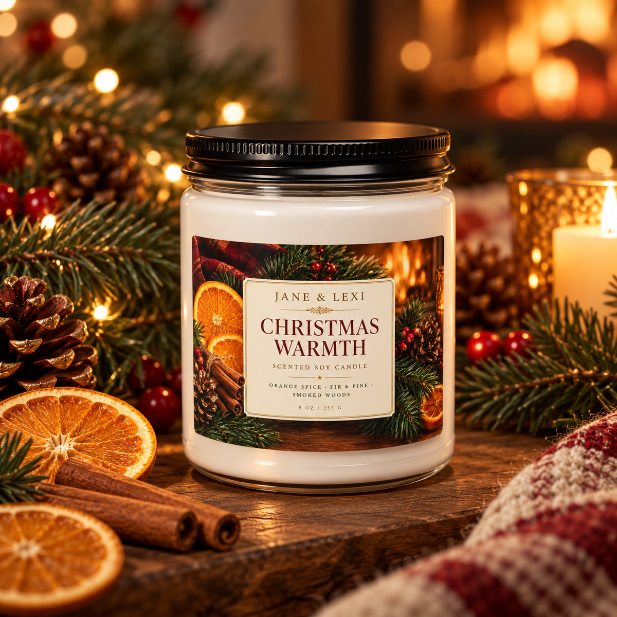 Christmas Warmth Scented Soy Candle | 9 oz