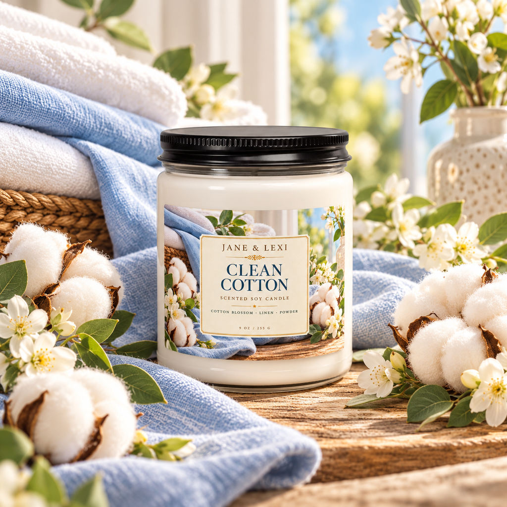 Clean Cotton Scented Soy Candle | 9 oz
