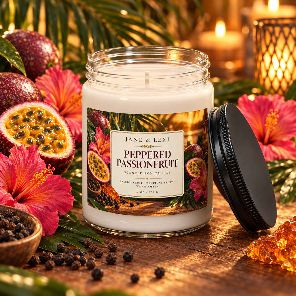 Peppered Passionfruit Scented Soy Candle | 9 oz