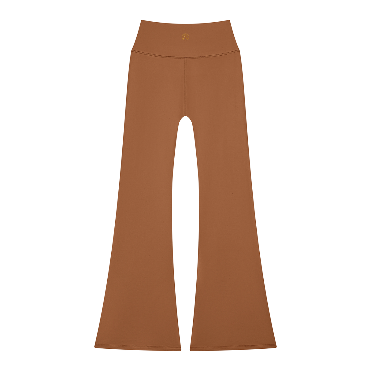 High-Waisted Flared Yoga Leggings in Caramel | Jane & Lexi product image