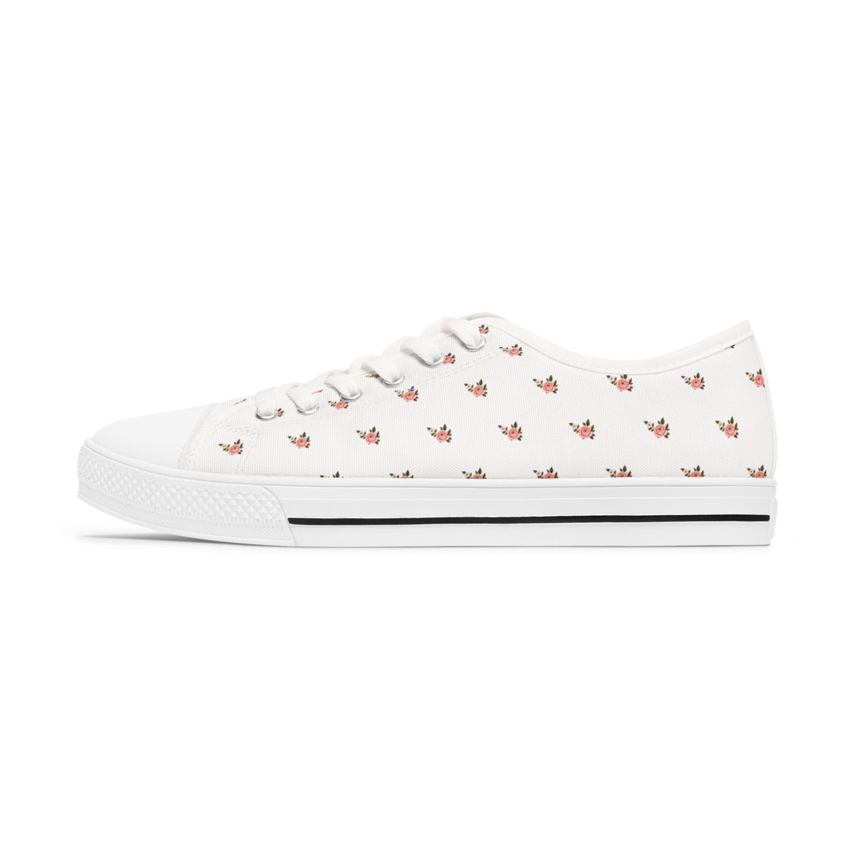 Tiny rose and leaf print canvas sneakers for women side view