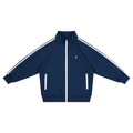 Boys royal blue contrast stripe sport jacket with stand collar and zip pockets
