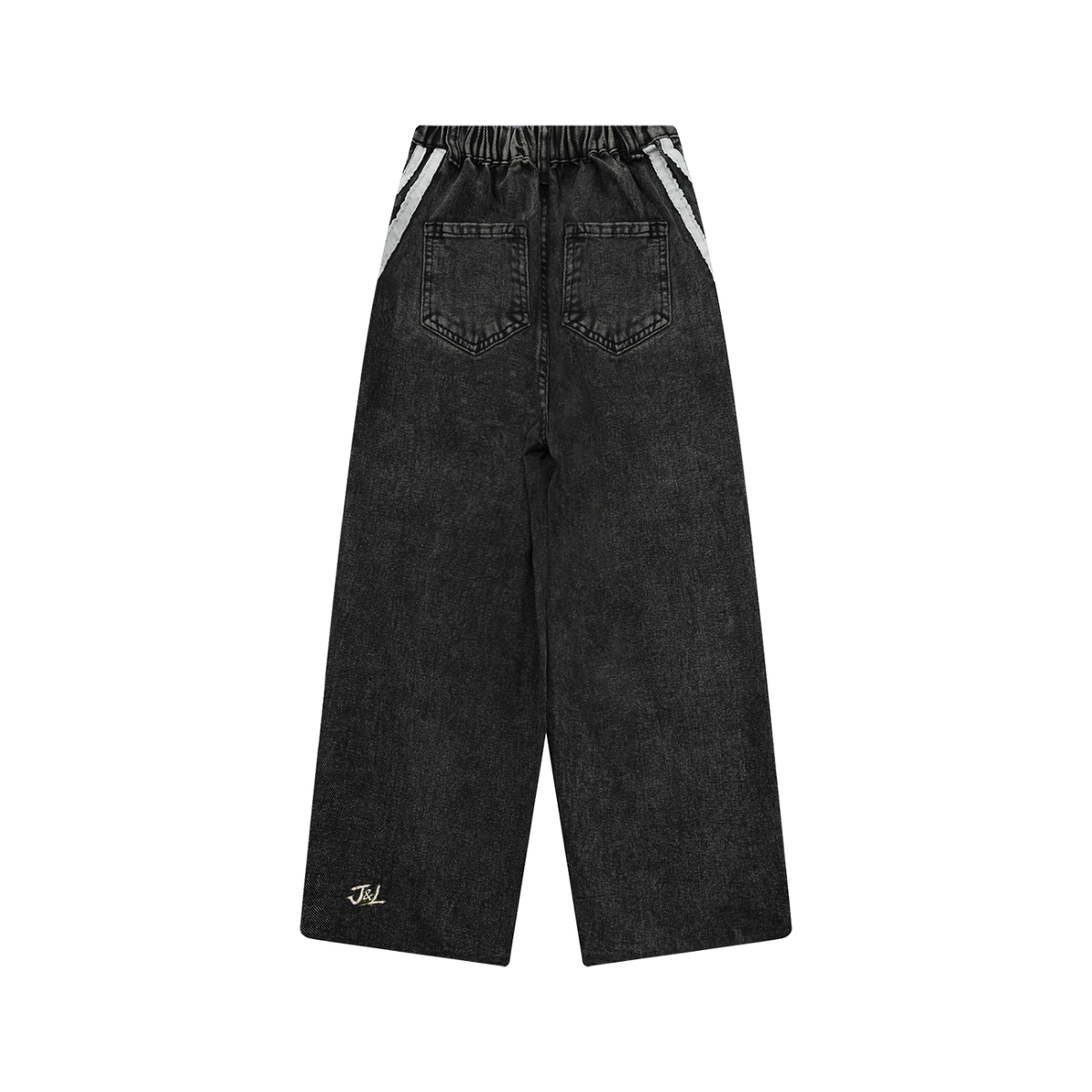 Vintage Wash Side Stripe Jeans | Loose Fit Black Denim
