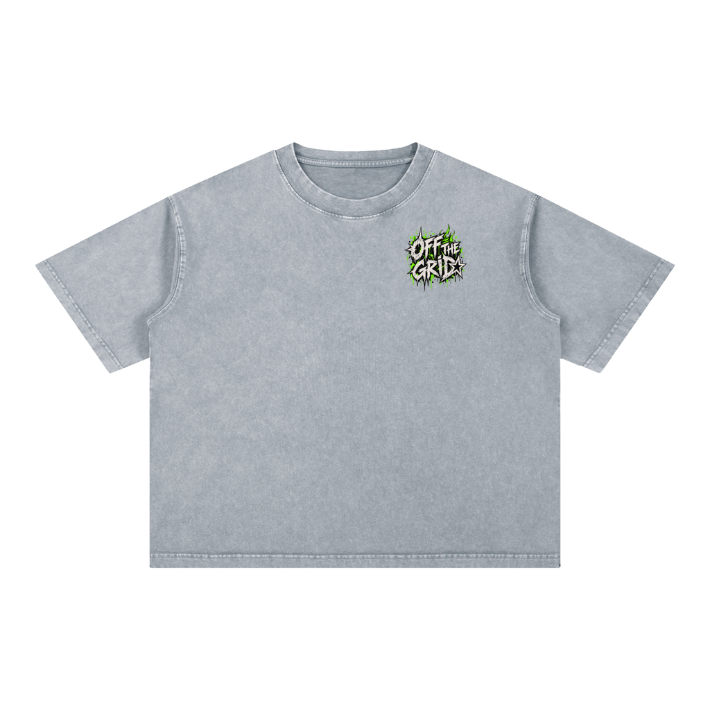 Jane & Lexi OFF THE GRID oversized mineral wash cotton graphic tee, vintage grunge streetwear product image 3