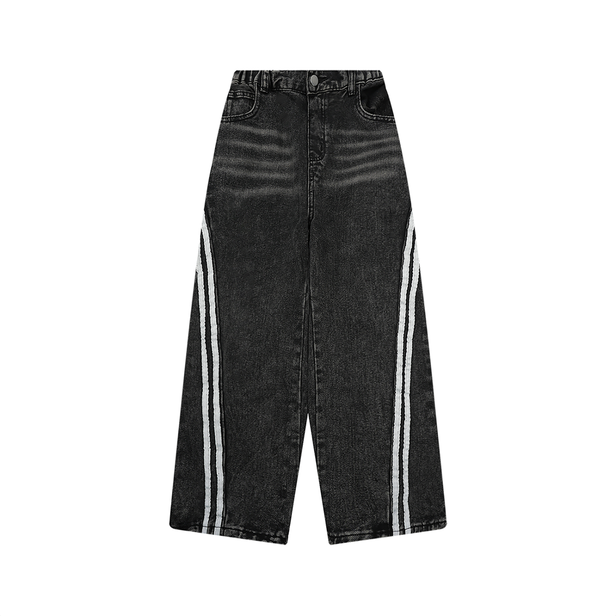 Vintage Wash Side Stripe Jeans | Loose Fit Black Denim