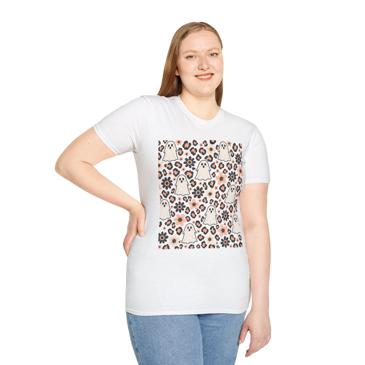 Cute Ghost & Leopard Print T-Shirt product image 6