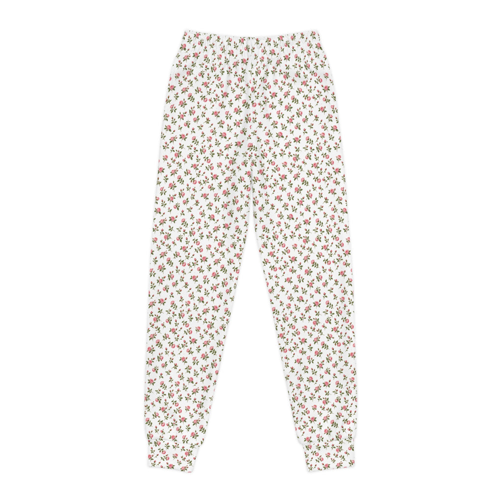 Girls vintage rosebud print youth joggers with elastic waist