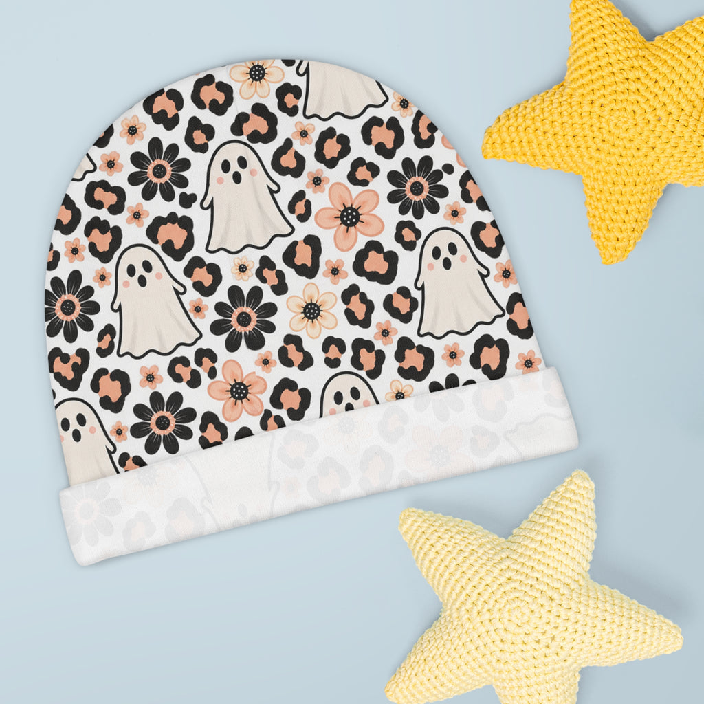 Cute Ghosts & Floral Leopard Newborn Hat product image 3