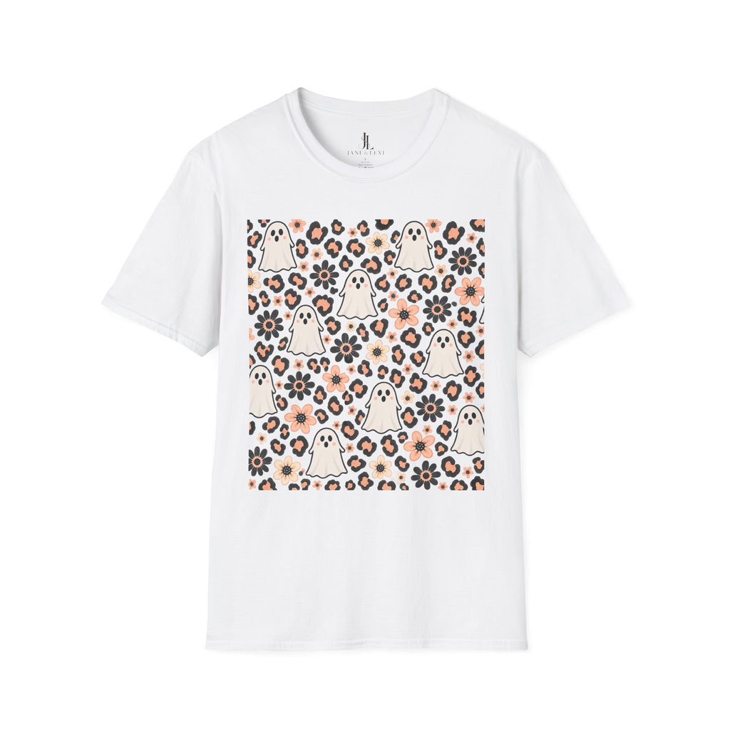 Cute Ghost & Leopard Print T-Shirt product image 1