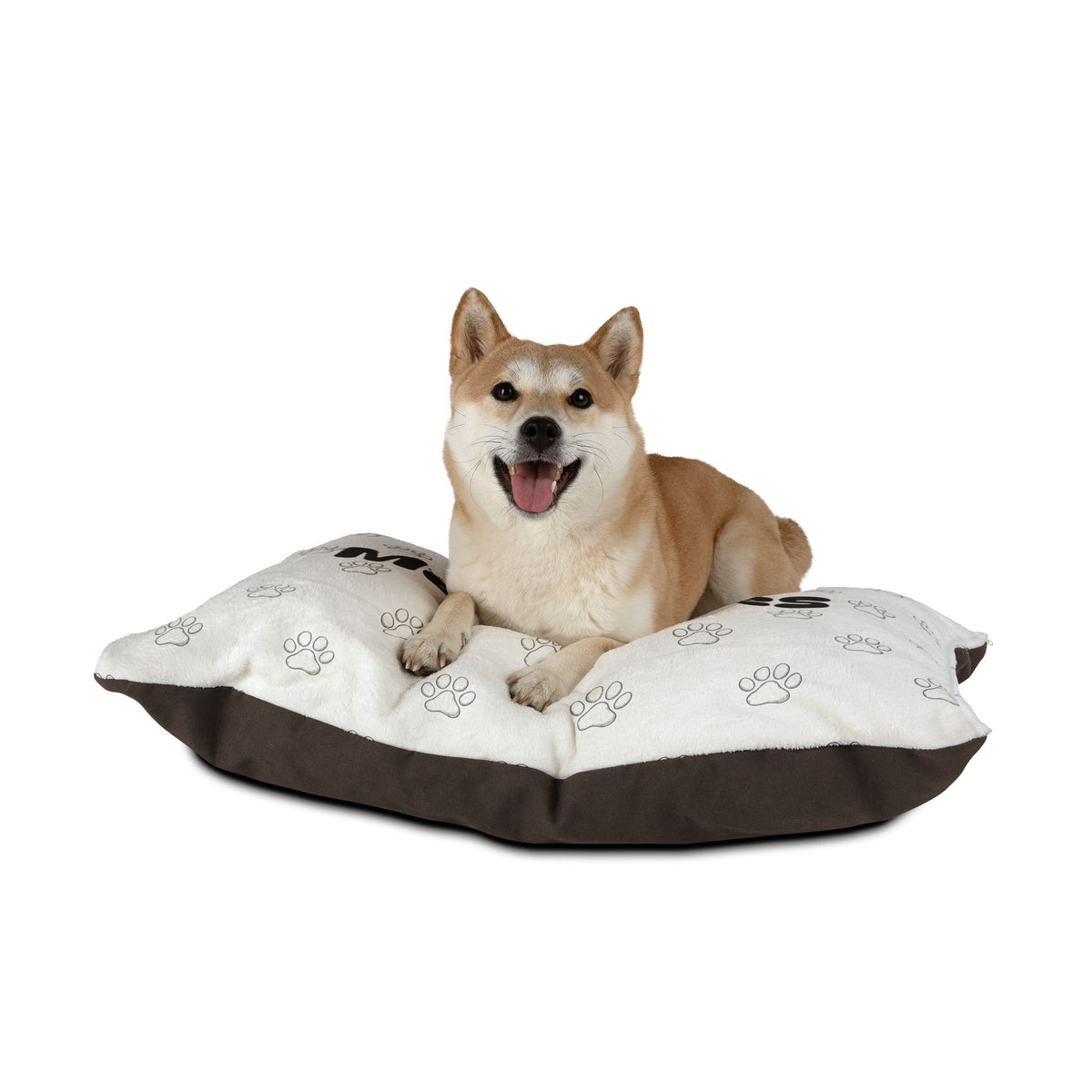 Property of McSnores Pet Bed | 40 × 30 Cozy Paw Print Dog Bed