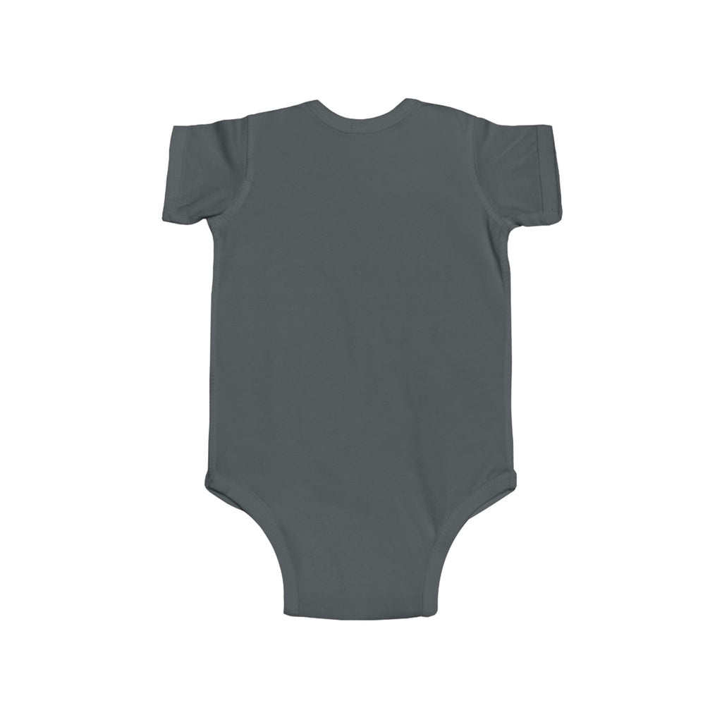 Bottle Bandit baby bodysuit with cute raccoon and bottle graphic