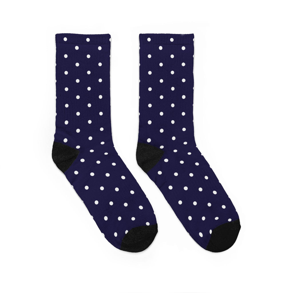 Navy Polka Dot Crew Socks | Cushioned Unisex Socks