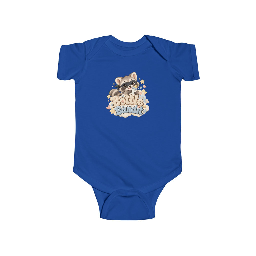 Bottle Bandit baby outfit with playful raccoon graphic