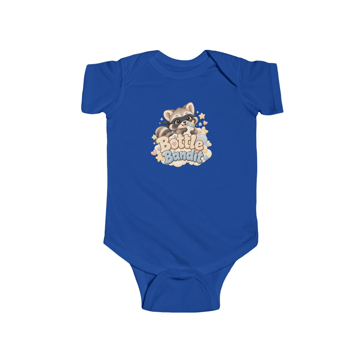 Bottle Bandit baby outfit with playful raccoon graphic