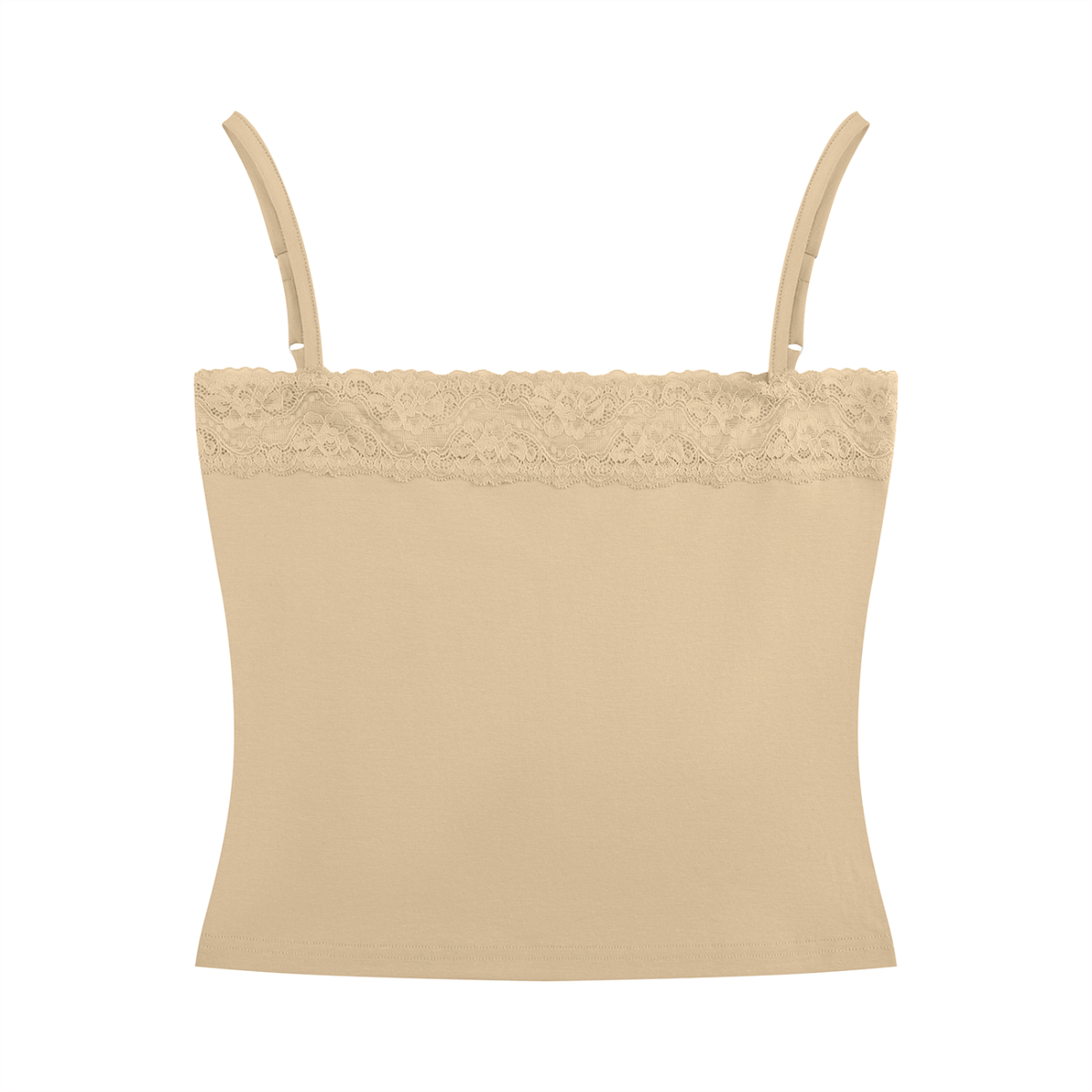 Lace-Trim Camisole | Fitted Cotton Tank