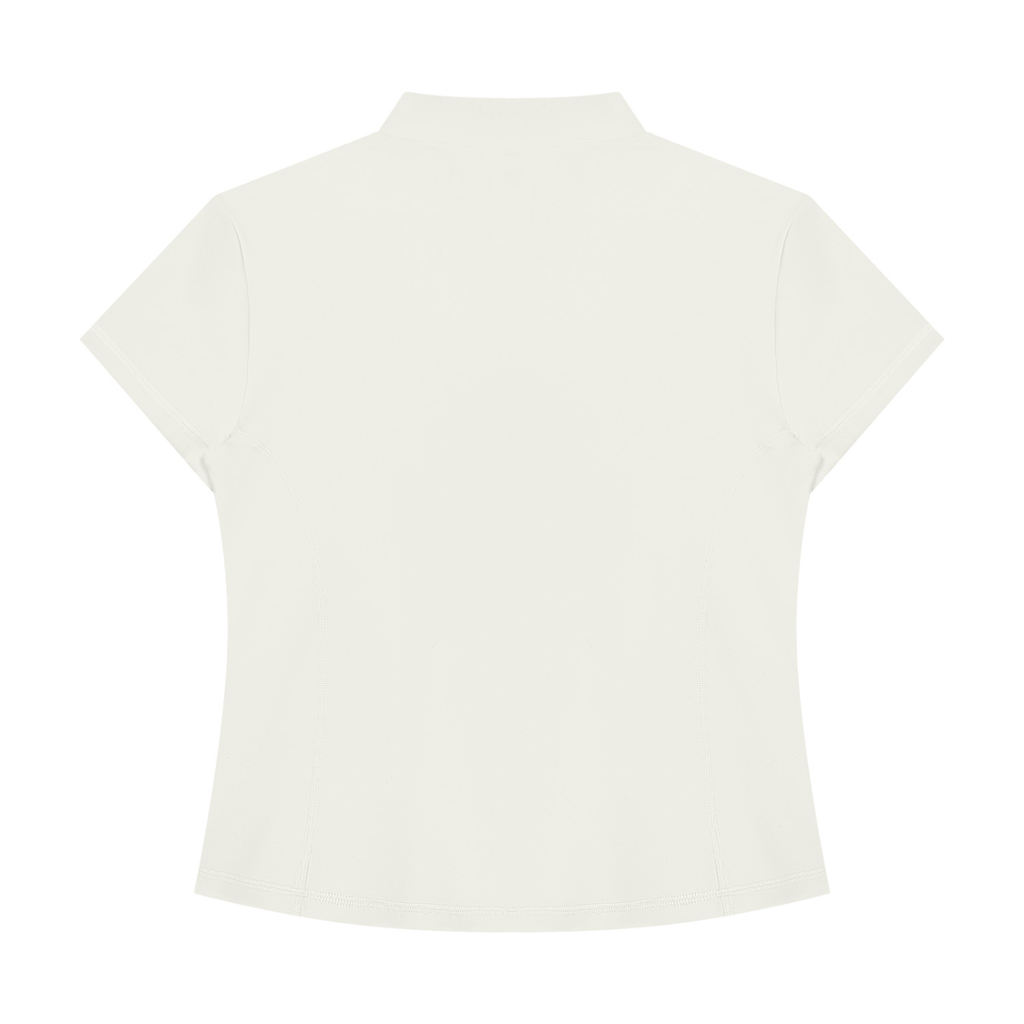 Short-Sleeve Quarter-Zip | White Gray Active Top