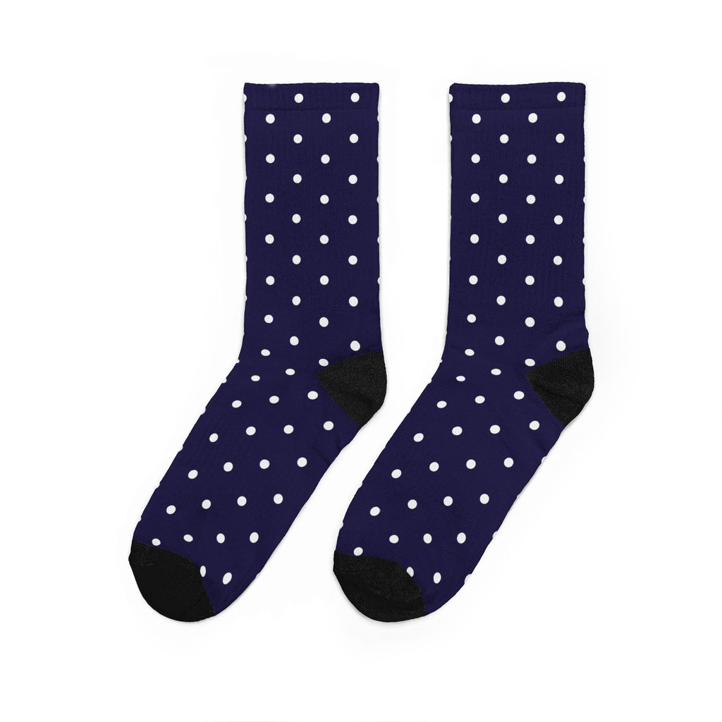Navy Polka Dot Crew Socks | Cushioned Unisex Socks